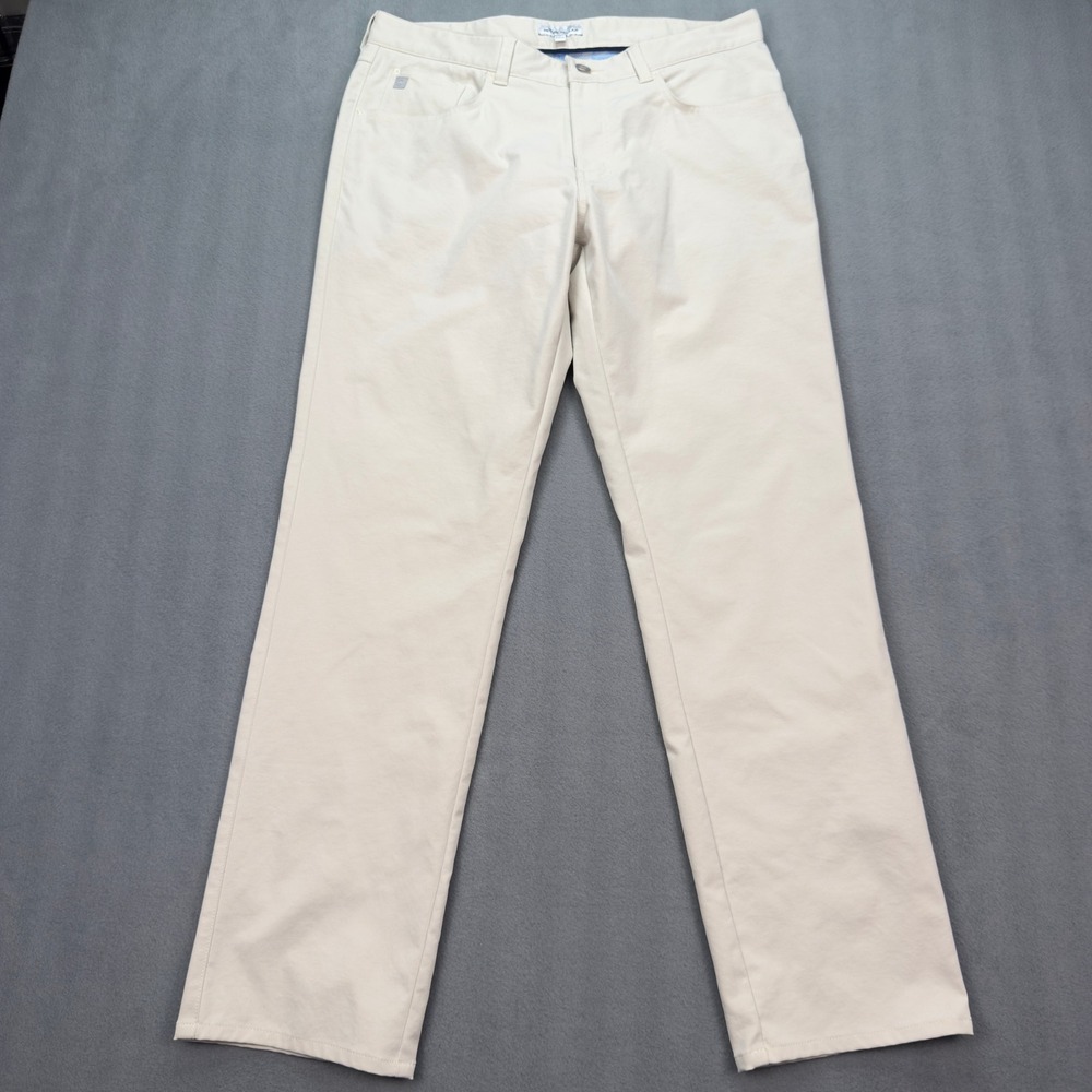 Peter Millar Performance Pants 33/30 Five Pocket Beige Golf Office